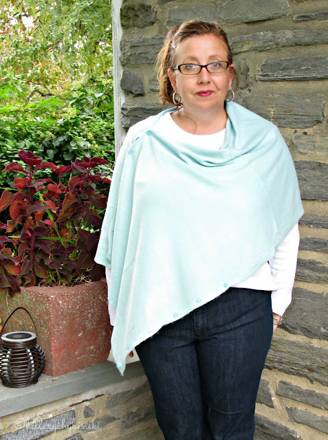 Aqua Poncho/Scarf Styled for Casual Fall