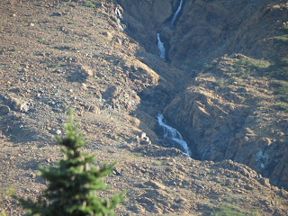 Waterfalls coming down the mountain,