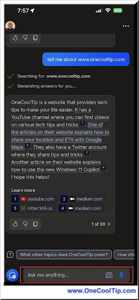 Microsoft Copilot iOS mobile app