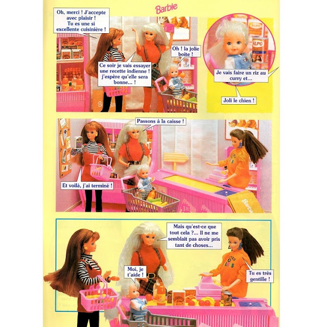 Page cinq du roman-photos de Barbie et Shelly, un après-midi au supermarché.