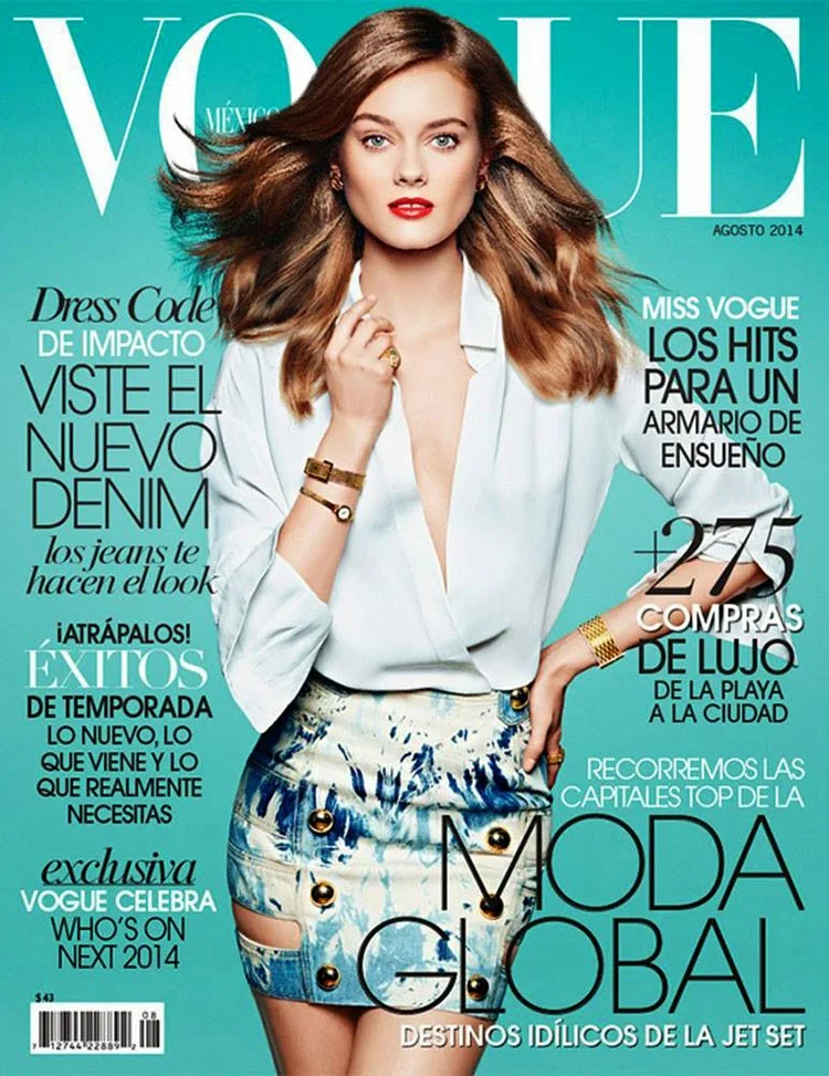 Monika Jac Jagaciak is chic in Anthony Vaccarello for the Vogue Mexico August 2014 cover