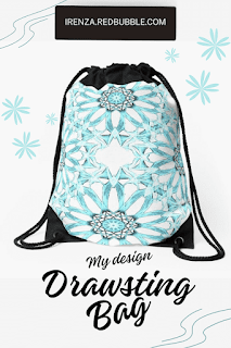 Blue mandala seamless pattern  Drawstring Bag.