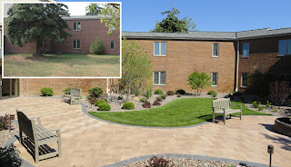 before and after of a low-maintenance landscape renovation