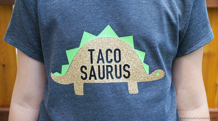 Share your love of tacos and dinosaurs with this Tacosaurus T-Shirt with Free Cut File!