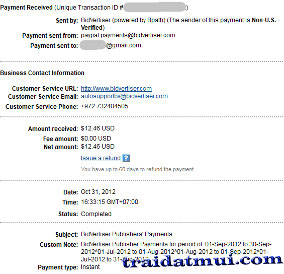 Bidvertiser,Bidvertiser.com, Bidvertiser Payment Proofs 
