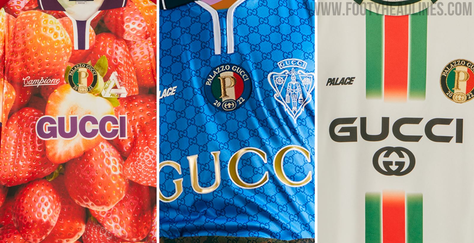 3 Gucci x Palace Football Kits Released - Inspired By Chelsea, Italy &  Strawberry Kit - Footy Headlines