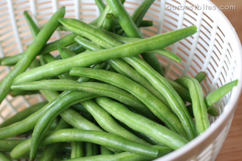 If you're using fresh green beans wash and snap the ends off