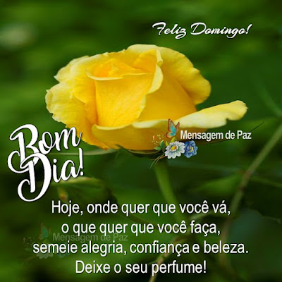 Hoje, onde quer que você vá, o que quer que você faça, semeie alegria, confiança e beleza. Deixe o seu perfume! Bom Dia! Feliz Domingo!