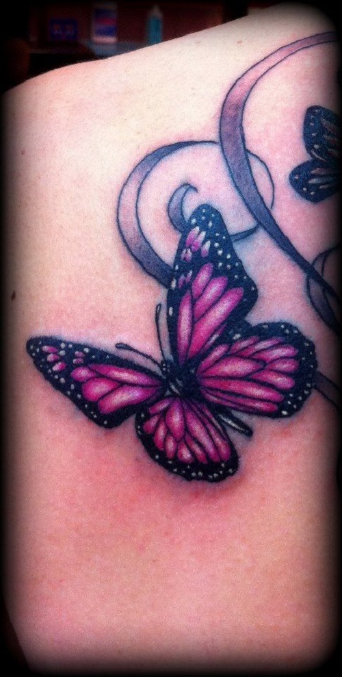 Tatuagem De Borboleta Cor-De-Rosa