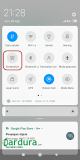 Cara screenshot menggunakan menu di Notifikasi Bar Hp Xiaomi Redmi 6a