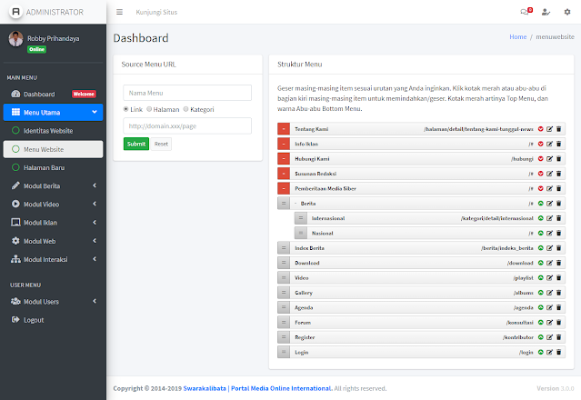 Swarakalibata V.8.0 - Codeigniter 3.x + adminLTE 3 + Bootstrap 4