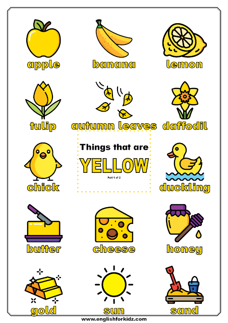 Things that are yellow - poster for young English learners