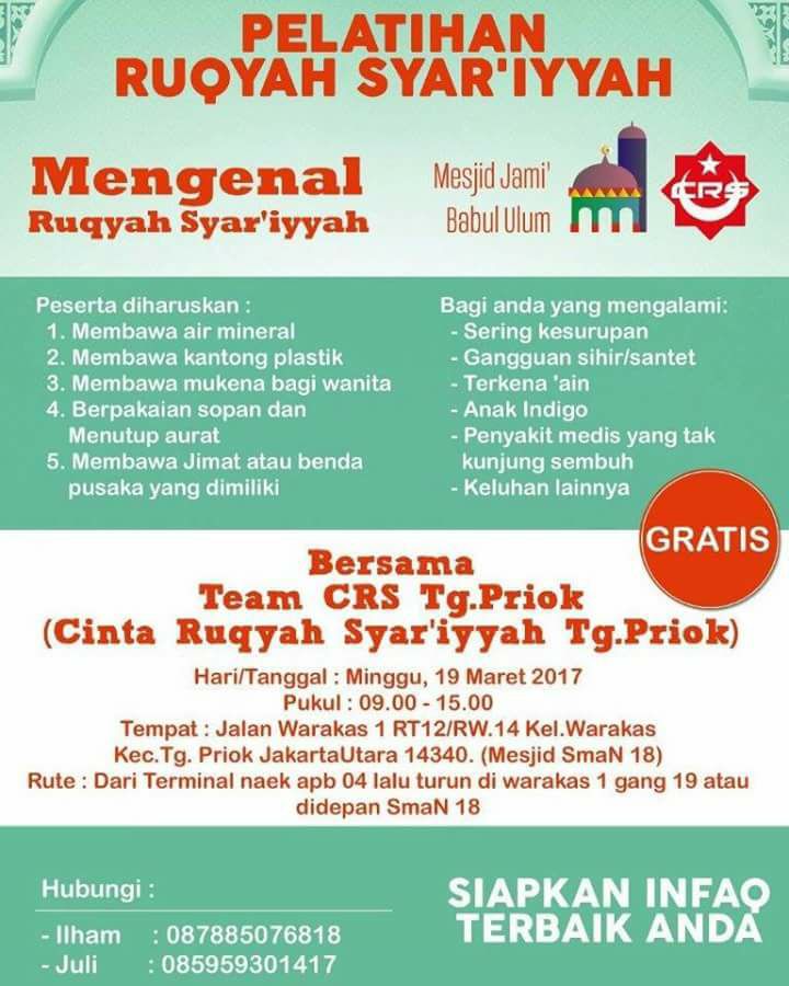 Pelatihan Ruqyah Syar'iyyah di Tg. Priok