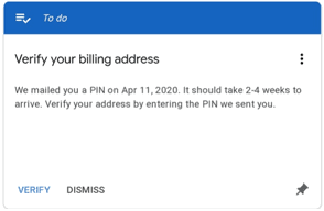 Verify your billing address in Adsense