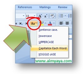 gambar toolbar untuk mengatur kapital teks di microsoft word