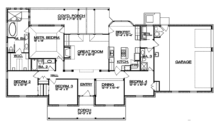 Split bedroom floor plan
