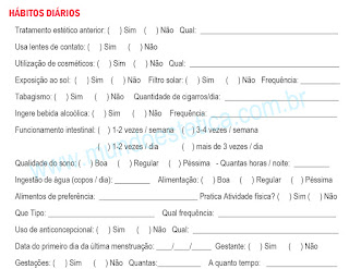 ficha de anamnese facial