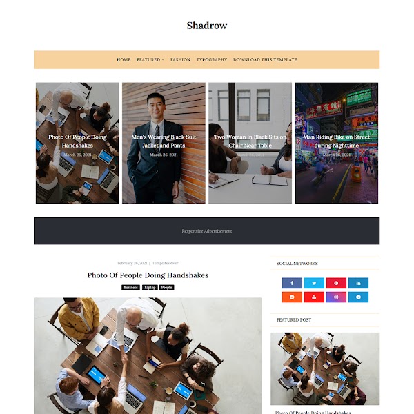 Shadrow - Fashion & Personal Responsive Blogger Template