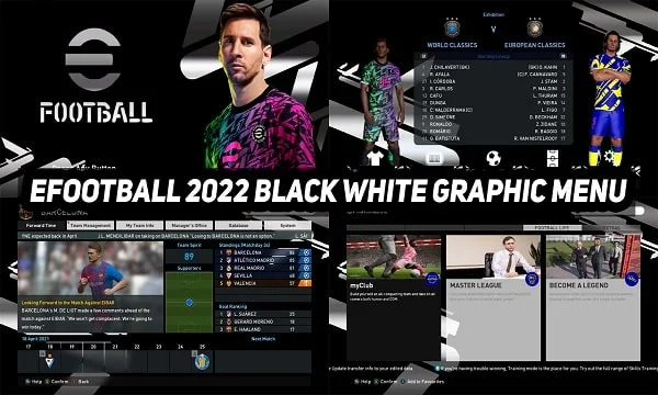 PES 2017 Full Mod eFootball 2022 Graphic Menu Black White