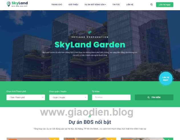 Chia sẻ template blogspot dự án bất động sản Skyland