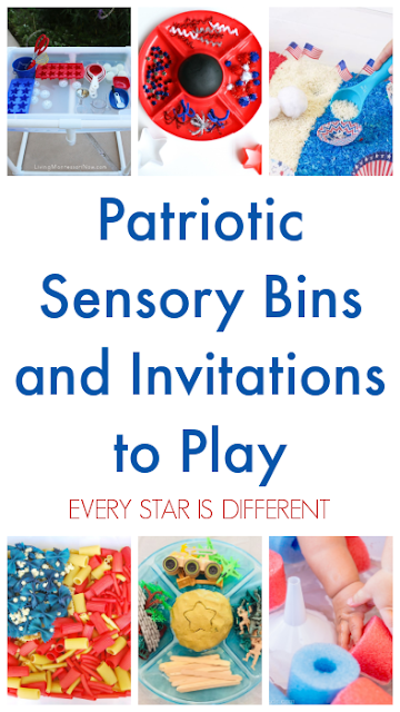 Patriotic Sensory Bins and Invitations to Play