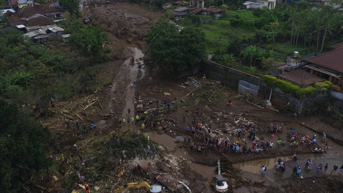 Kondisi usai banjir bandang di Bulukerto, Batu