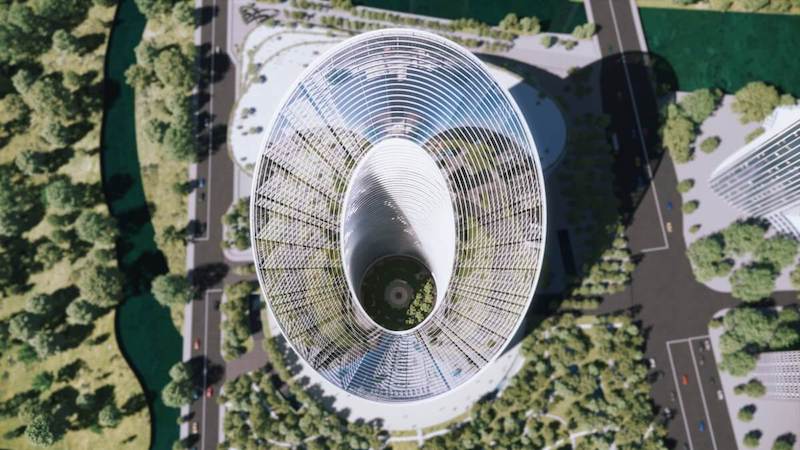 Bird's eye view of the O-Tower