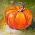 Square Pumpkin Oil Still Life