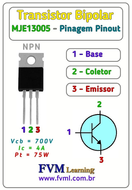 Datasheet-Pinagem-Pinout-transistor-NPN-MJE13005-Características-Substituição-fvml