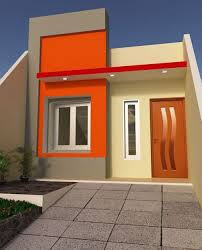 Contoh Foto Cat Rumah Minimalis Exterior Warna Orange