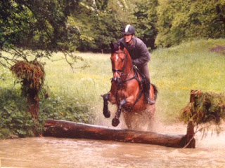 Jumping a water crossing in The Cotswolds, UK