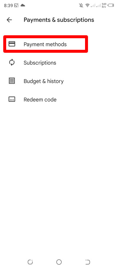 payment methods google play
