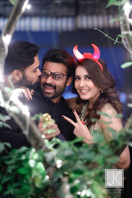 Raashi Khanna Birthday Pic 2017 with Sai Dharam Tej & Nandu