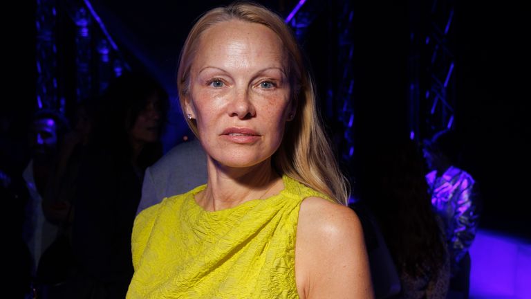 Pamela Anderson at Paris Fashion Week without make-up