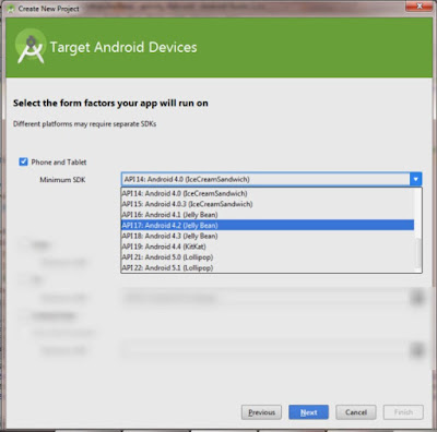 Choose Minimum SDK target version