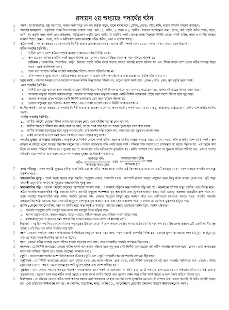 ৯ম ও ১০ম শ্রেণির রসায়নের  ২য় অধ্যায়ের হ্যান্ড নোট