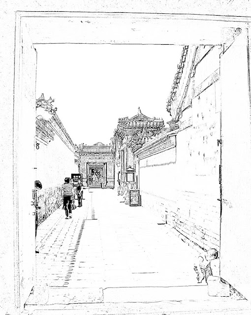 passage with chinese palace buildings