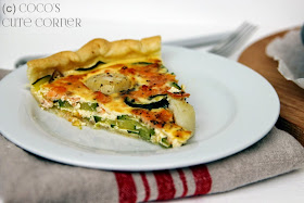 Quiche with scallops and salmon