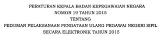 Perka BKN no 19 tahun 2015 tentang pedoman teknis Pendataan Ulang PNS online di web bkn