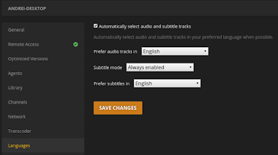 Plex subtitle settings