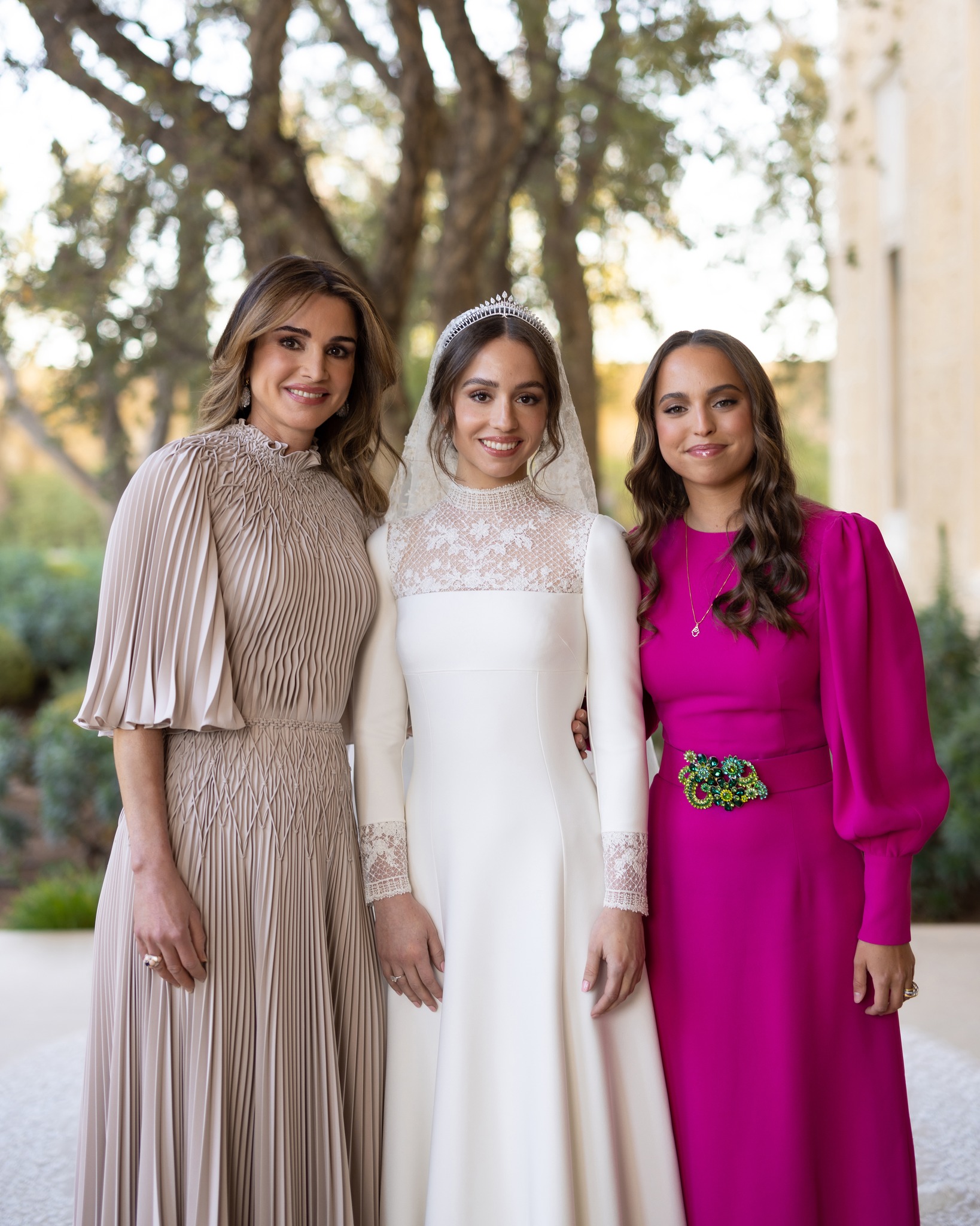 Princess Iman with Queen Rania and Princess Salma on her wedding day
