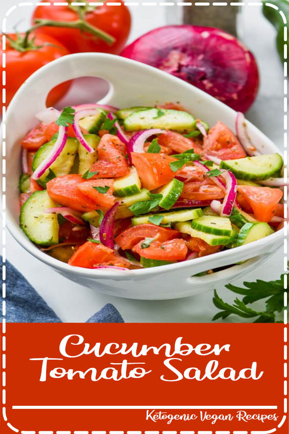 This Cucumber Tomato Salad is the perfect light healthy side dish! Easy and delicious! #salad
