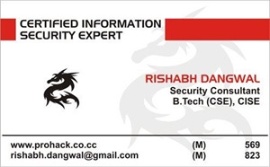 front of My Visiting Card