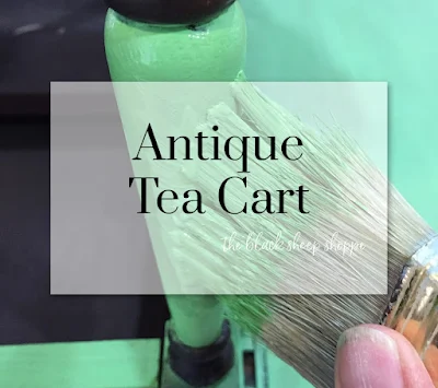 Before photo of antique tea cart.