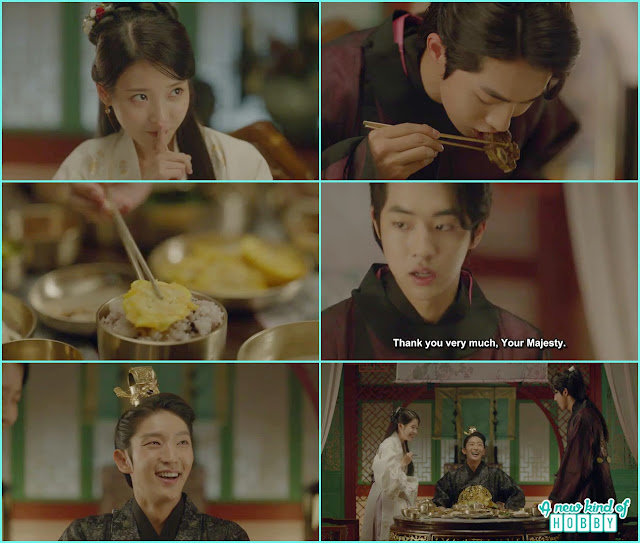  hae soo tease baek ah by putting a egg on his rice bowl he think its from king wang so he again get up and every one laugh - Moon Lovers Scarlet Heart Ryeo - Episode 17 (Eng Sub) 