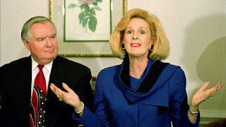 Word of Faith Fellowship church leader Jane Whaley talk to members of the media as husband Sam listens during a news conference in Spindale, N.C., Thursday, March 2, 1995. World of Faith Fellowship Inc., a church a judge recently described as trying to ``exercise complete control'' over its members has built a network of local businesses and started to become a player in politics. (AP Photo/Chuck Burton)