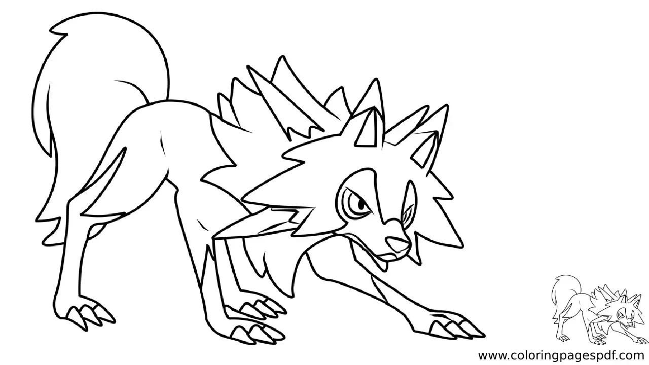 Coloring Page Of Lycanroc