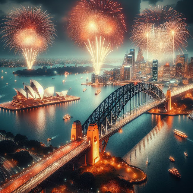 Artistic impression of Sydney Opera House in NYE event