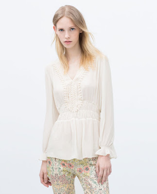 Zara Shirt With Guipure Lace Bib Front