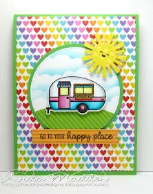 Sunny Studio Stamps: Beach Babies Happy Camper Critter Campout Summer Themed Cards by Anita Madden